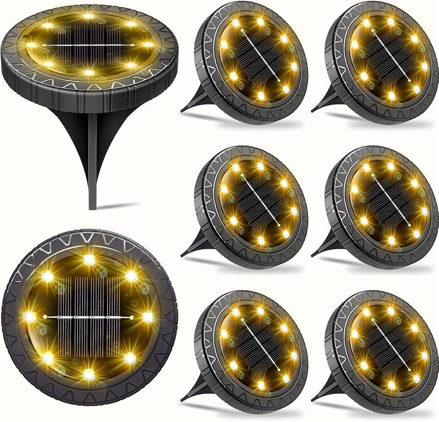 Solar Ground Lights 8 Pack, Ip68 Waterproof Solar Garden Lights Outdoor, Bright Solar Powered Pat... | Amazon (US)