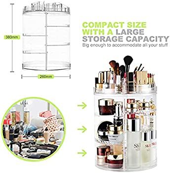 Makeup Organizer, 360 Degree Rotating Adjustable Cosmetic Storage Display Case with 8 Layers Larg... | Amazon (US)