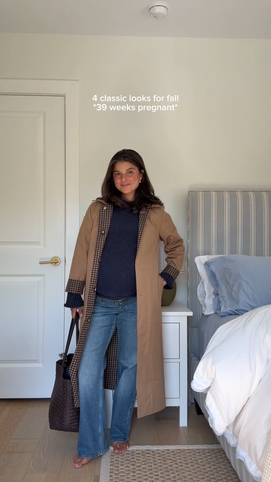 [9/9/26] #abercrombiepartner season of neutrals 🍂  both jeans are maternity & use imagination for shoes.. I’m 39 weeks pregnant 🥲 @abercrombie 

Sizing: 
• Longline Vegan Suede Jacket - xxs short 
• Wide Leg Maternity Jean - indigo, 26 short 
• Short Belted Trench Coat - xs 
• 100% Cotton 2-in-1 Reversible Long Mac Coat - carmel, xs 
• 100% Cotton Roll Neck Crew Sweater - medium

#LTKBump #LTKSeasonal #LTKootd