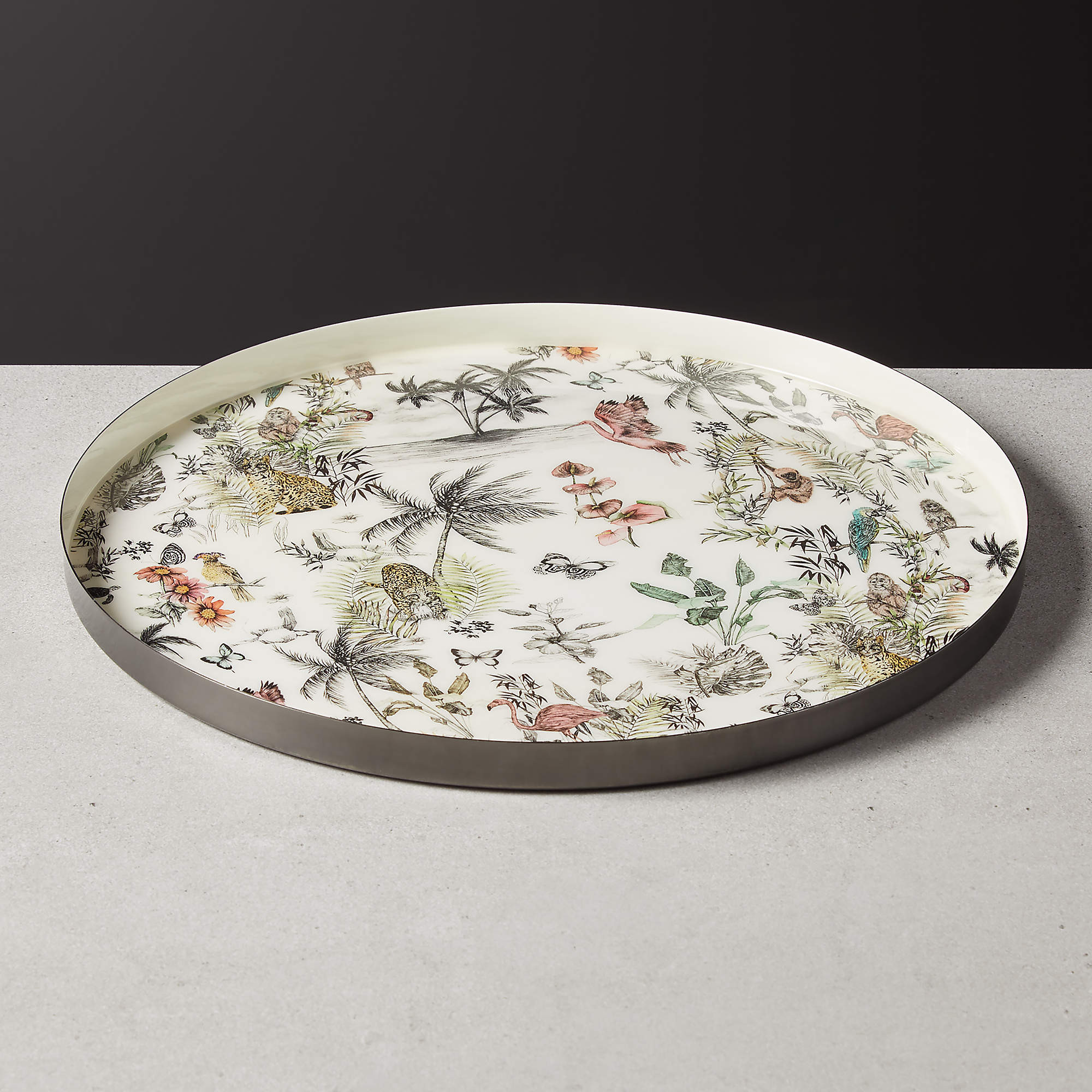 Jungle Print Round Serving Tray + Reviews | CB2 | CB2