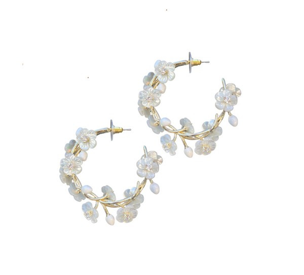 pre -order: Blooming Vines Hoops + White Buds | Nicola Bathie Jewelry