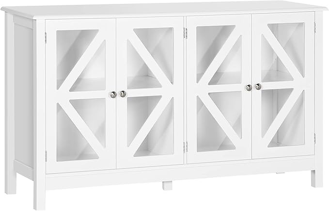 HOMCOM Sideboard, Buffet Cabinet with 4 Tempered Glass Doors and Adjustable Storage Shelf, Creden... | Amazon (US)