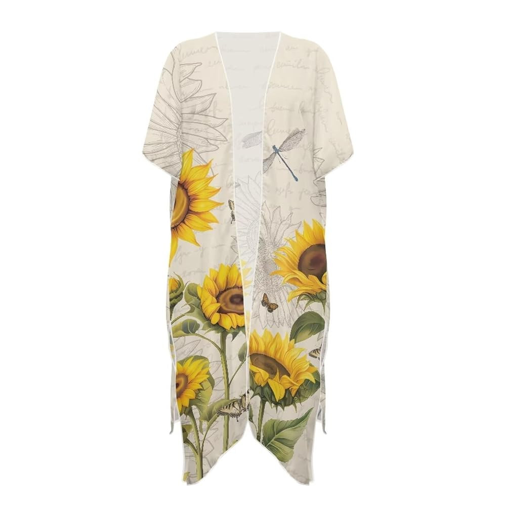 JEOCODY Womens Summer Beach Swimsuit Cover Up Plus Size Cardigan Kimono for Swimwear | Amazon (US)