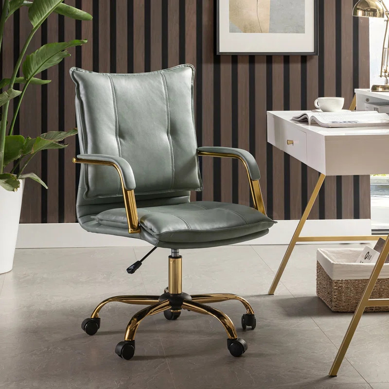 Lundgren Leather Task Chair with Padded Arms | Wayfair North America