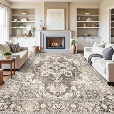 Washable Area Rugs - Large Rugs for Living Room Stain Resistant Carpet Vintage Rugs for Bedroom with Non Slip Backing Home Decor Floor Decoration Mat | Wayfair North America