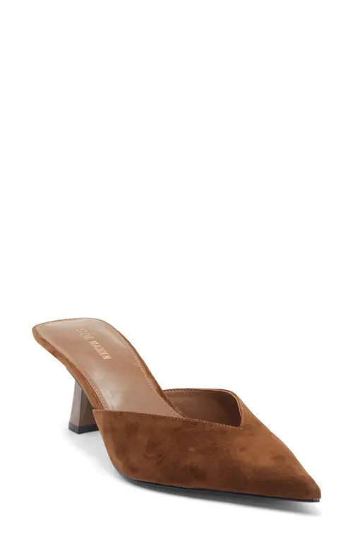 Steve Madden Mod Pointed Toe Mule Pump in Brown Suede at Nordstrom, Size 6.5 | Nordstrom