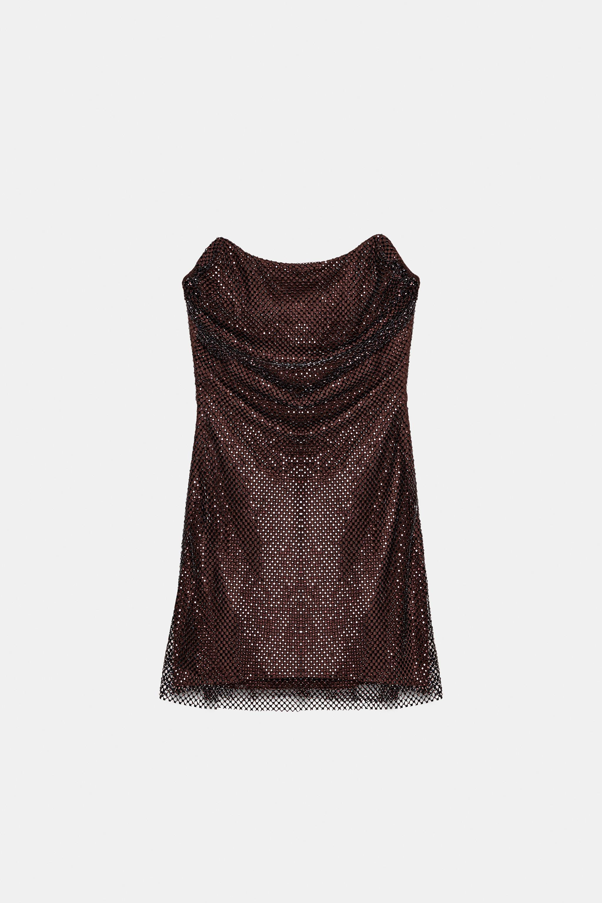 RED STRAPLESS SEQUIN DRESS | Zara UK