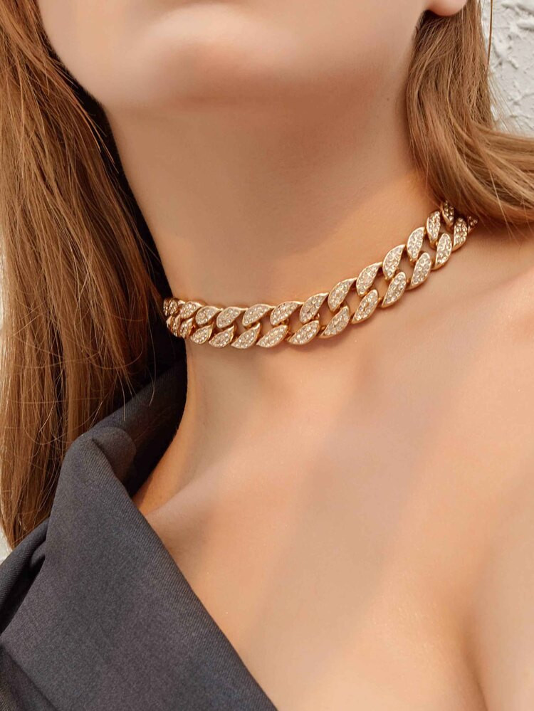 1pc Rhinestone Thick Chain Choker | SHEIN