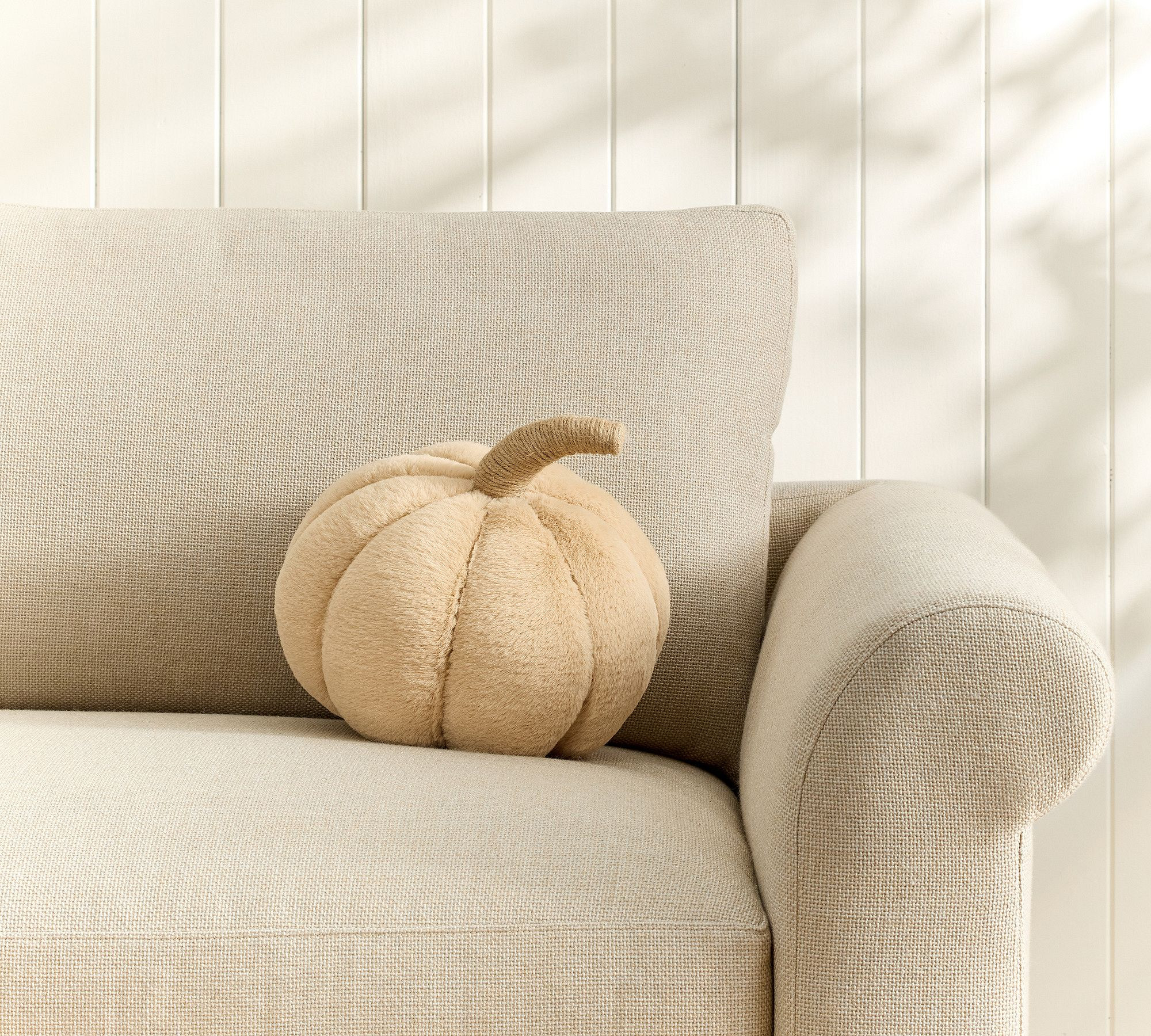 Faux Fur Pumpkin Shaped Pillow | Pottery Barn (US)