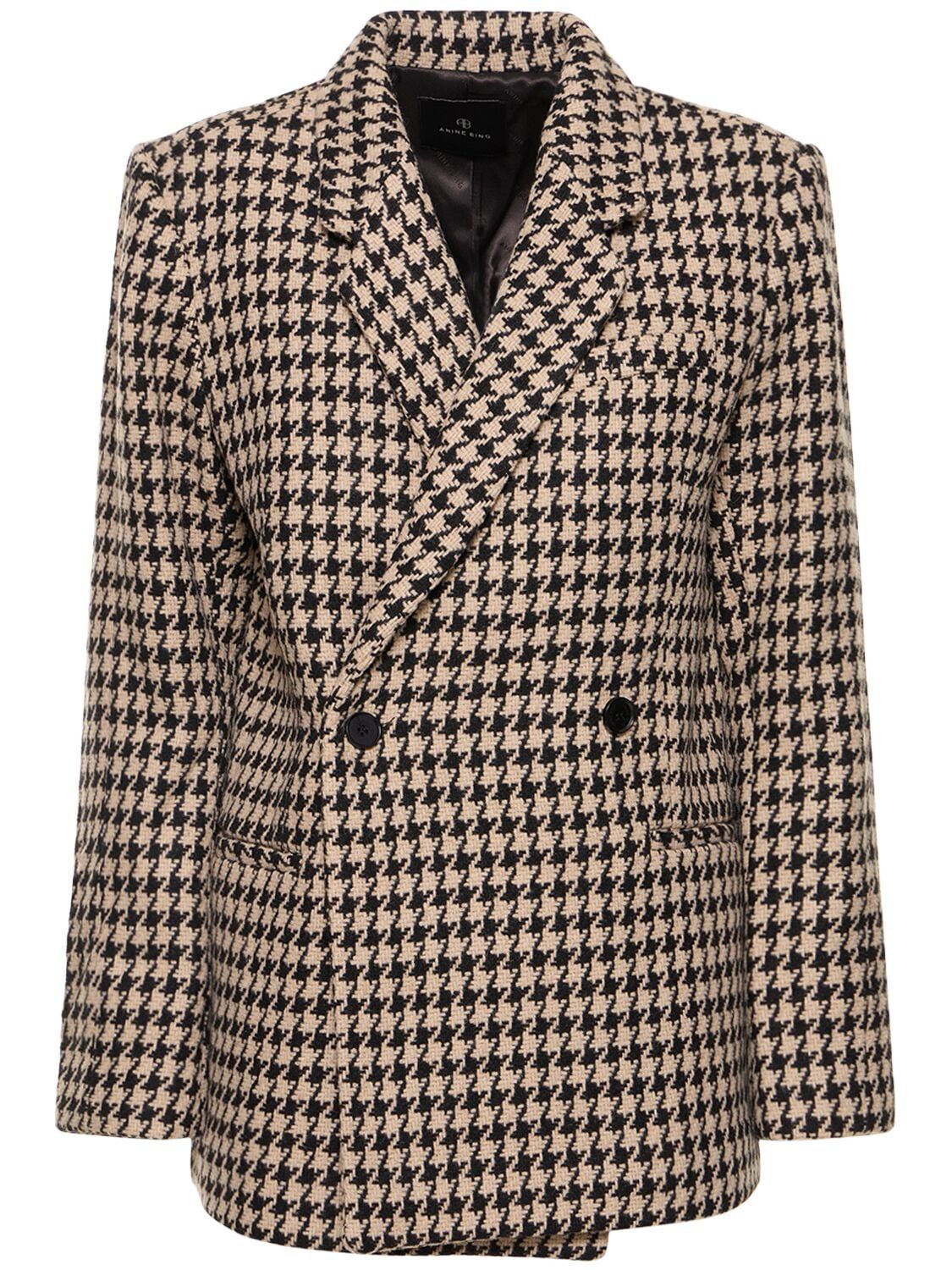 Kaia Wool Blend Houndstooth Blazer | Luisaviaroma