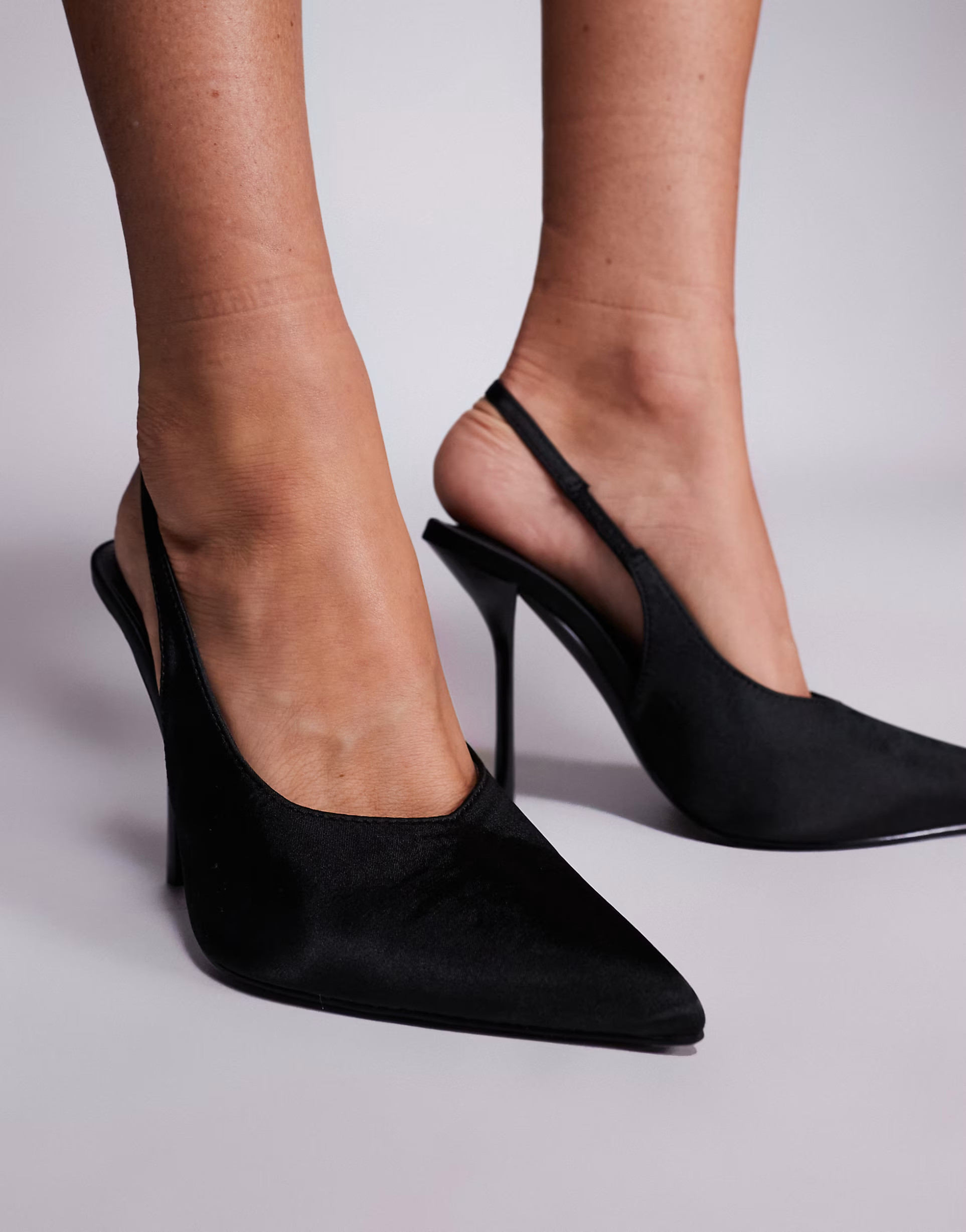 Simmi London Bexley heeled court shoe in black satin | ASOS (Global)