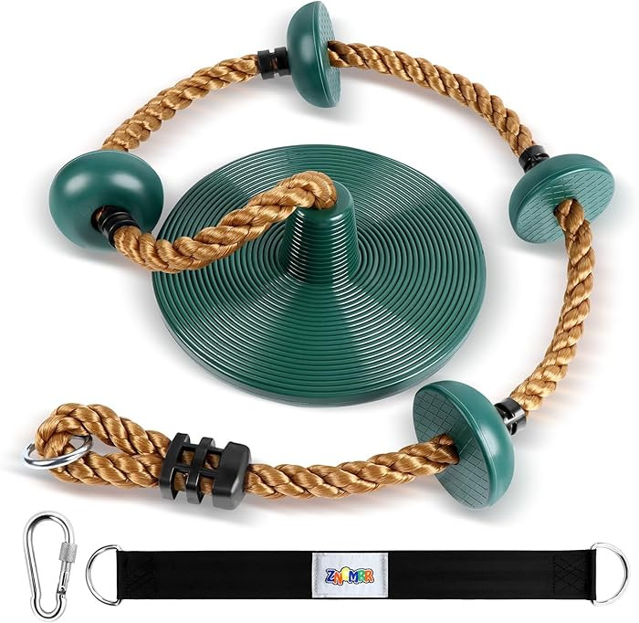 Climbing Rope with Platforms and Disc Swing Seat Set Playground Accessories Including Bonus Hangi... | Amazon (US)