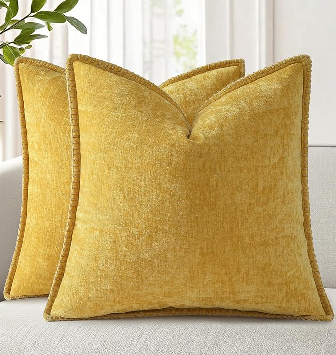decorUhome Summer Chenille Soft Cozy Throw Pillow Covers 24x24 Set of 2, Modern Farmhouse Boho Ve... | Amazon (US)