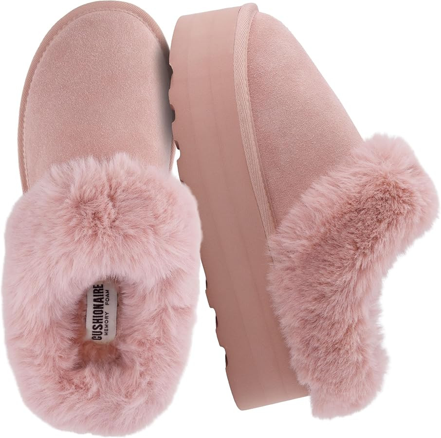 CUSHIONAIRE Women's Husky Genuine Suede cozy mule Platform +Memory Foam, Wide Widths Available | Amazon (US)