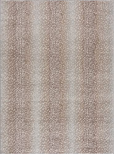 BoutiqueRugs Pointblank Animal Print Antelope Area Rug - Contemporary Leopard Print Carpet for Living Room, Bedroom - Tan, Brown, Taupe, Cream - 6'7" x 9' (6x9 Area Rug) | Amazon (US)