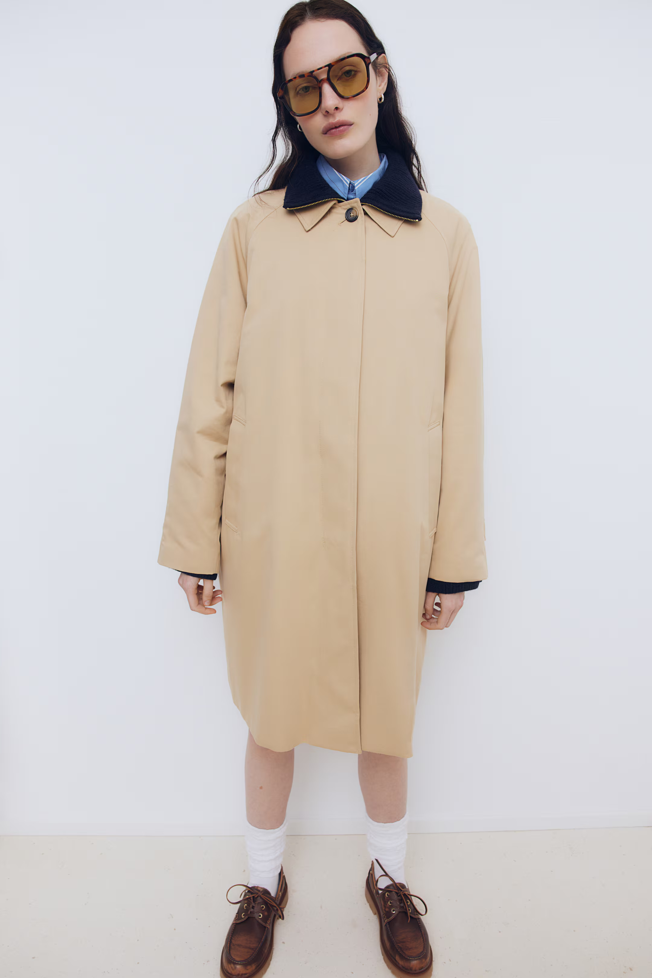 Cotton twill car coat - Beige - Ladies | H&M GB | H&M (UK, MY, IN, SG, PH, TW, HK)