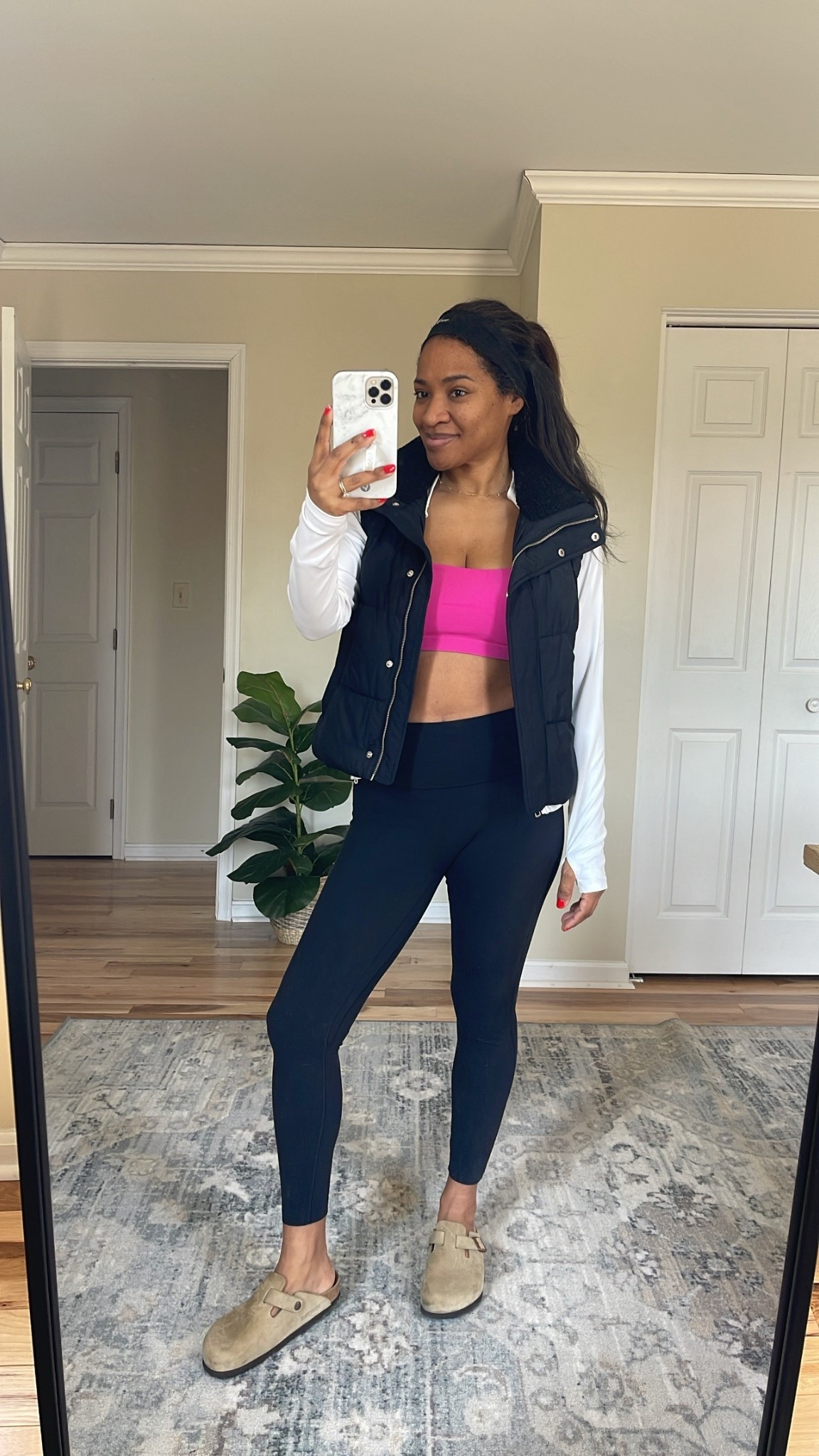 Sunday workout fit! Wearing a small in the pants and medium in the sports bra and vest. White jacket is a medium…size up one in it as it runs small 

#ltkover40 #ltkactive #ltksalealert