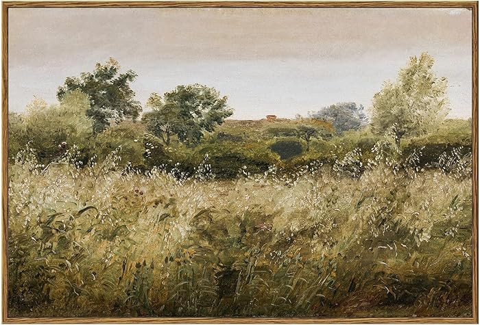 KBKBART Framed Canvas Wall Art, Vintage Meadow Landscape Wall Art Prints, Retro Country Wildflowe... | Amazon (US)