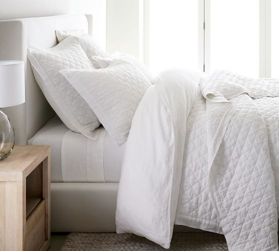 Belgian Flax Linen Diamond Quilt | Pottery Barn (US)