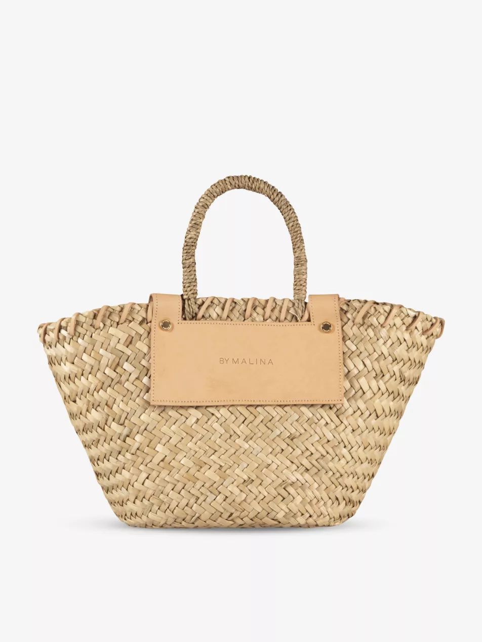 Niki logo-embossed straw basket bag | Selfridges