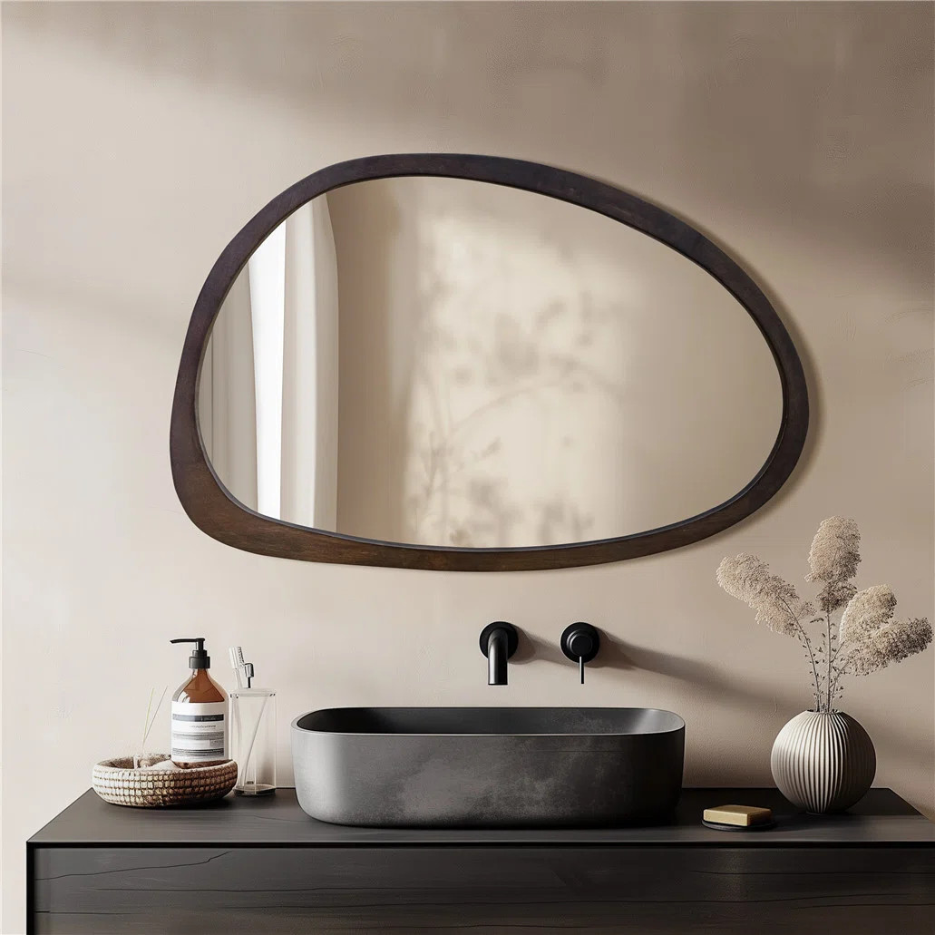 Asymmetrical Wood Framed Wall Accent Mirror | Wayfair UK