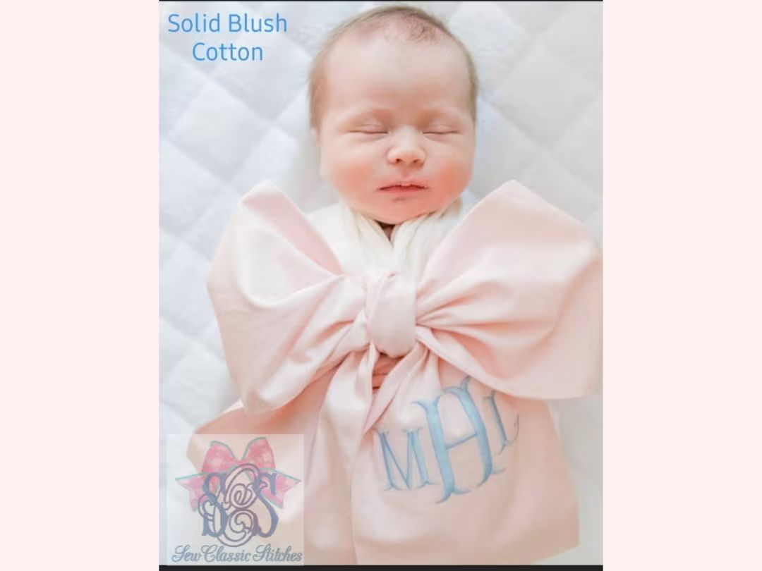 Monogrammed Baby Sash Newborn Bow Sash Silk Newborn Embroidered Sash Baby Shower Gift Photo Baby ... | Etsy (US)