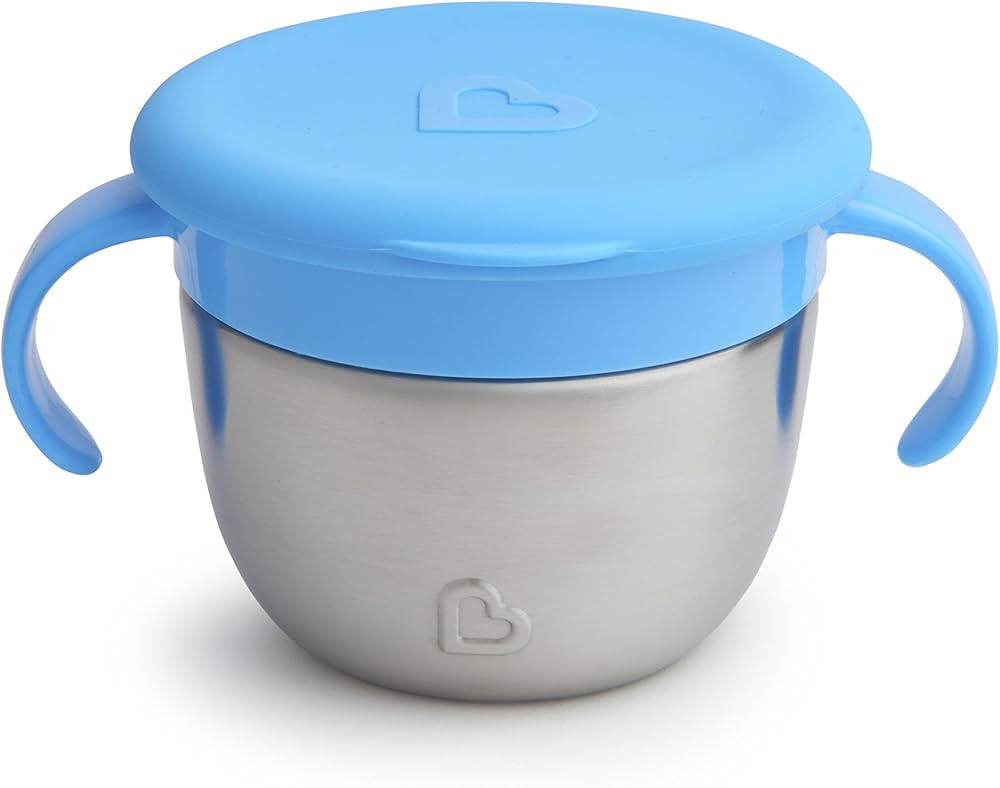 Munchkin Stainless Steel Snack Catcher with Lid, 9 Ounce, Blue, 1 Count (Pack of 1) | Amazon (US)