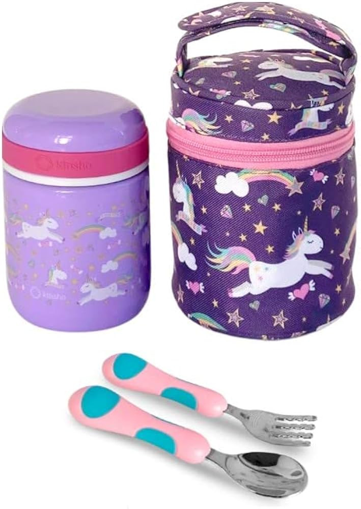 Thermos Food Jar, Insulated Lunch Bag and Stainless Steel Utensil Set. Container for Girls, Kids ... | Amazon (US)
