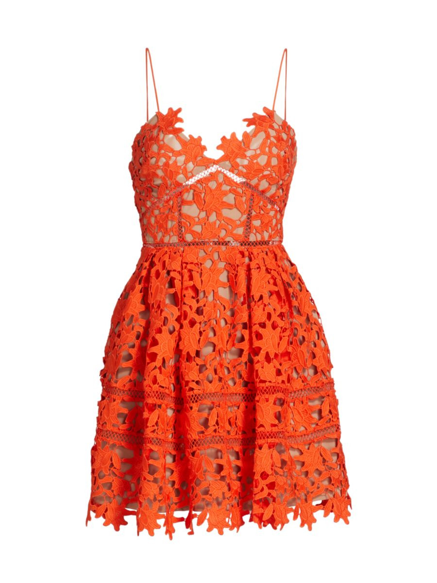 Shop Self-Portrait Sleeveless Lace Minidress | Saks Fifth Avenue | Saks Fifth Avenue