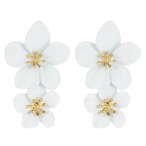 Flower Dangle Earrings Layered Floral Drop Earrings Statement Studs for Women Girls | Walmart (US)