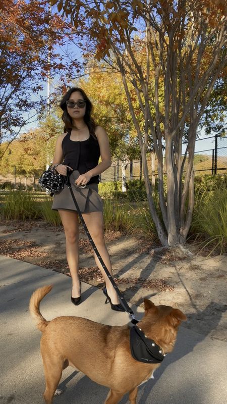 Showing up to Holiday Party with my puppy Chance, dressed in full Charles & Keith holiday collection items. Black beaded purse, black pumps, and black sunglasses 🖤🩶  discount code: COMAMB15-ICUCSFFZNP for 15% off 🫶

#LTKshoecrush #LTKSeasonal #LTKHoliday
