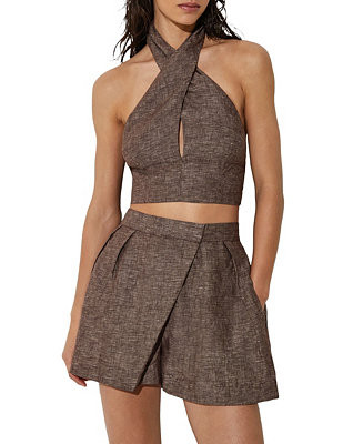 Women's Serena Linen Wrap Front Co-Ord Top | Macy's