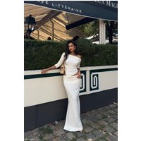 Karlie Knit Maxi Skirt With Ribbed Waist - Ivory | MESHKI US