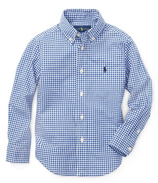 Little Boys 2T-7 Long-Sleeve Gingham Poplin Shirt | Dillard's