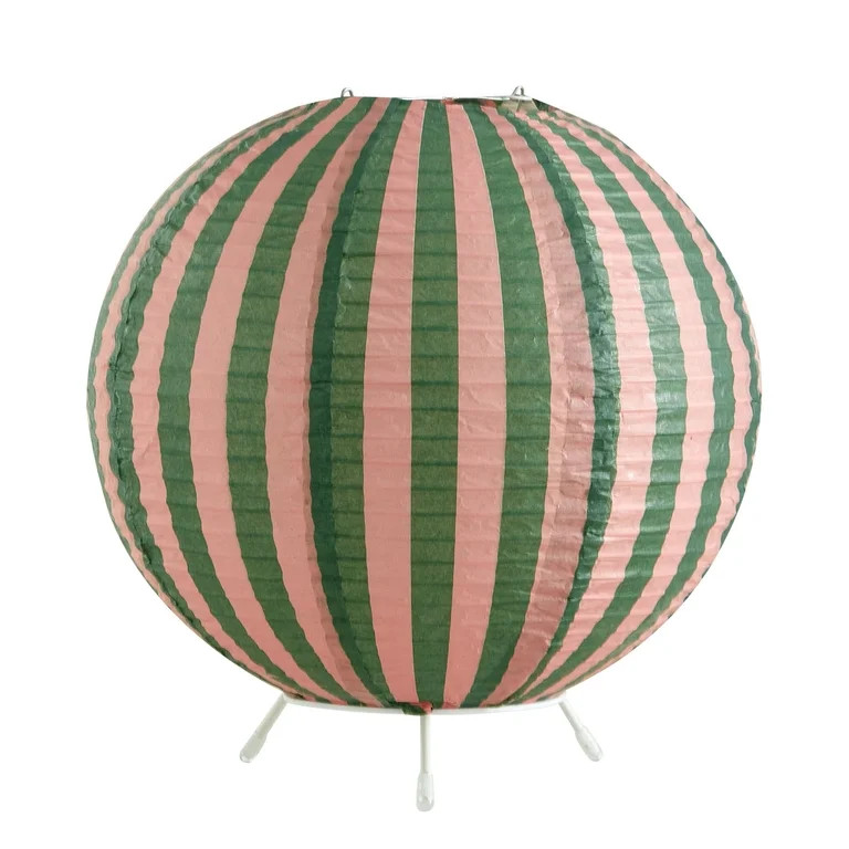 Urban Shop 8.2"H x 9" D Paper Lantern Table Lamp, Green and Pink Stripe | Walmart (US)