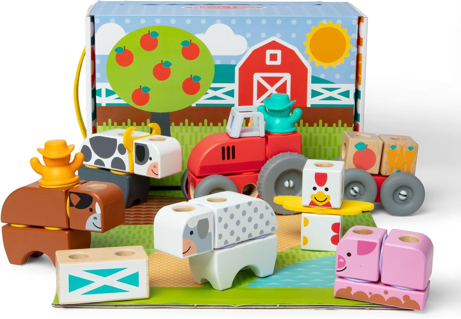 Melissa & Doug Blockables™ Farm Snap And Play, Mix And Match Connectable Wooden Building Blocks Play Set Toy for Preschool Boys And Girls (56 Pcs) | Amazon (UK)