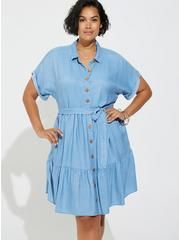 Mini Chambray Tiered Shirt Dress | Torrid (US & Canada)