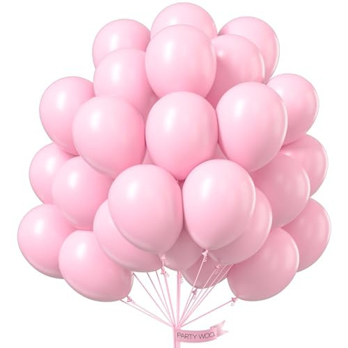PartyWoo Light Pink Balloons 50 pcs 12 Inch Pastel Baby Pale Pink Latex Helium Balloons for Baby Shower Gender Reveal Valentine's Day Engagement Wedding Princess Birthday Party Decorations Pink-Q05 | Amazon (US)
