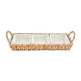 Mud Pie Water Hyacinth Section Server, 5" x 16 1/4", White, Brown | Amazon (US)