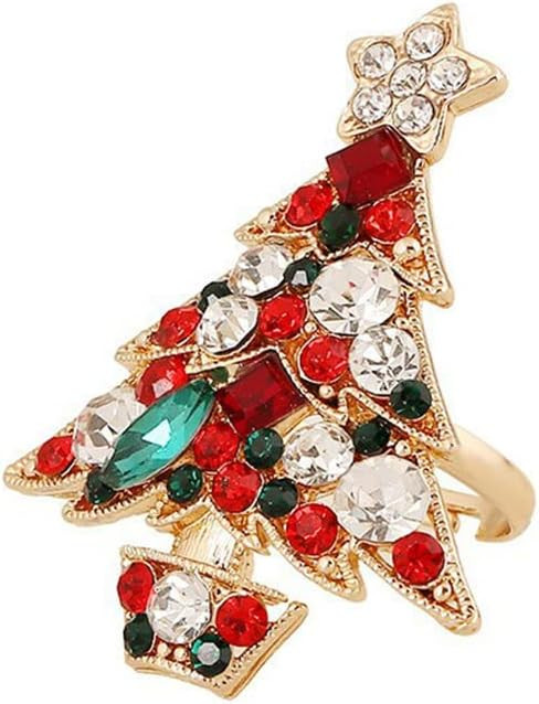 Christmas Tree Open Statement Rings for Women Colorful CZ Crystal Christmas Wrap Finger Band Prom... | Amazon (US)