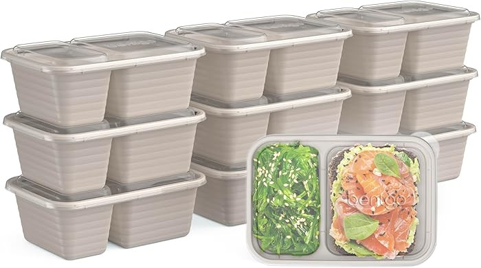 Bentgo Prep 2-Compartment Snack Containers, 10 Trays & 10 Lids, Clay | Amazon (US)