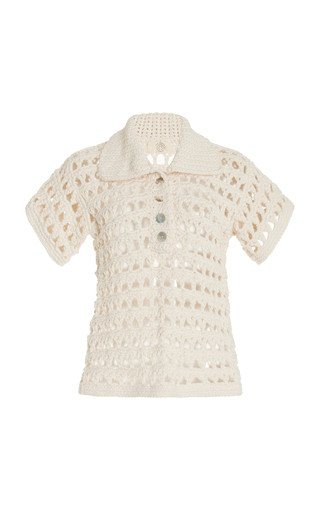 Penelope Crocheted Cotton Polo Shirt | Moda Operandi (Global)