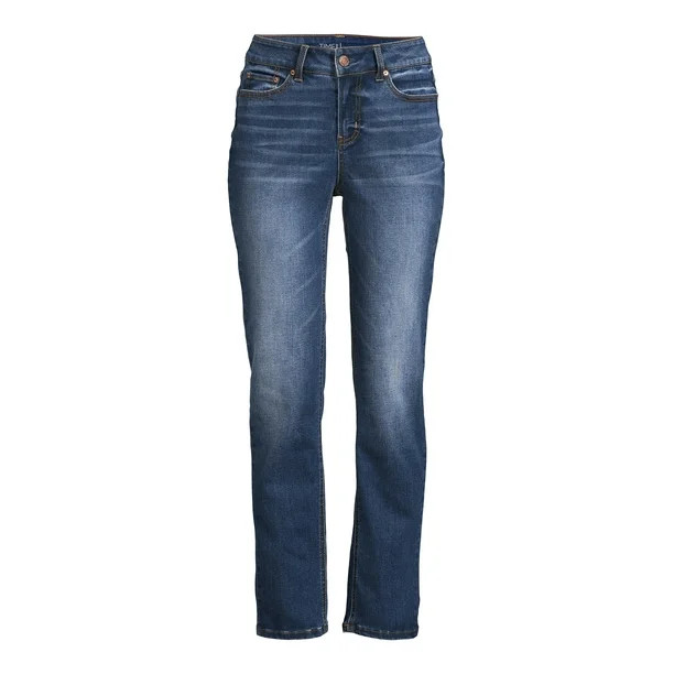 Time and Tru Women’s Mid Rise Straight Jean - Walmart.com | Walmart (US)
