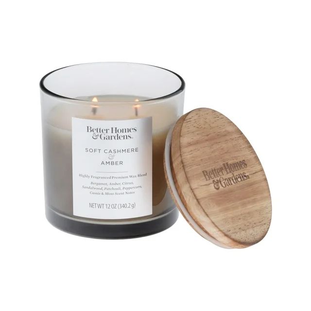 Better Homes & Gardens 12oz Soft Cashmere Amber Scented 2-Wick Ombre Jar Candle - Walmart.com | Walmart (US)