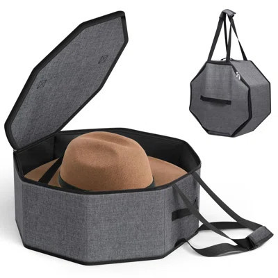 Large Hat Box Storage, Collapsible Cowboy Hat Travel Case With Handles Carry And Wide Brims Cap Organizer For Closet, Gray | Wayfair North America
