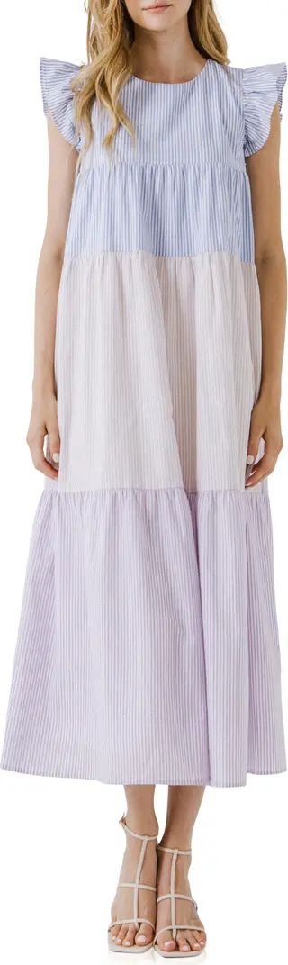 English Factory Stripe Colorblock Tiered Maxi Dress | Nordstrom | Nordstrom