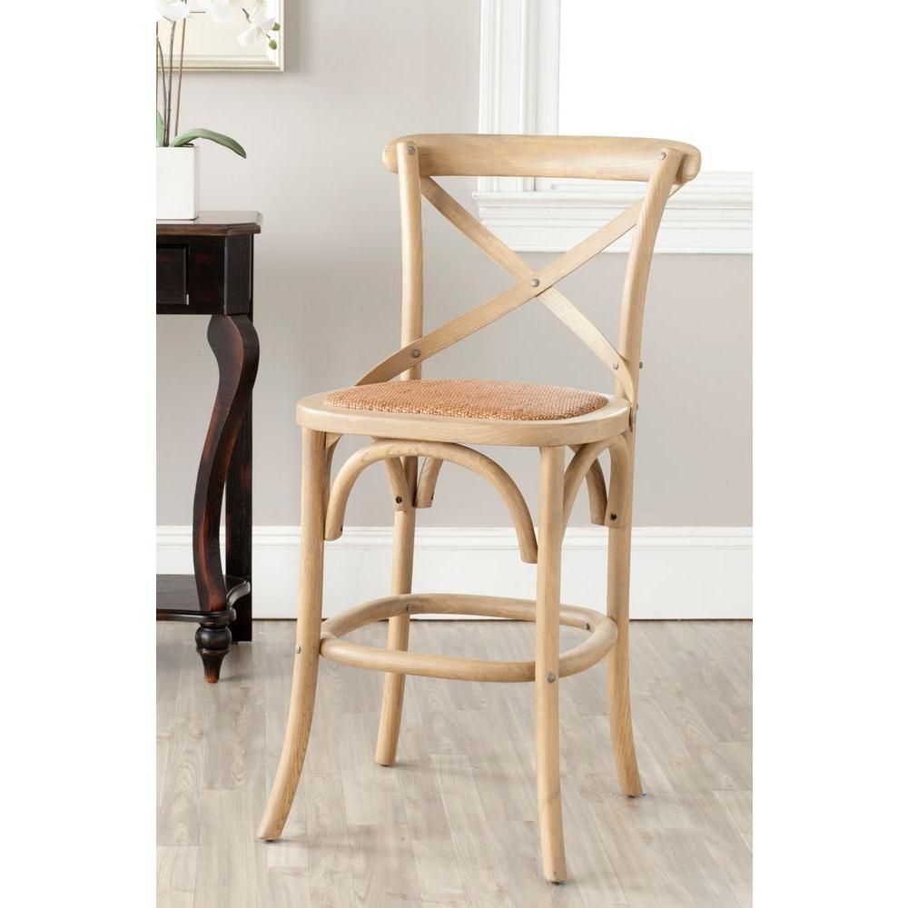 Safavieh Franklin 24.4 in. Weathered Oak Bar Stool AMH9504C - The Home Depot | The Home Depot