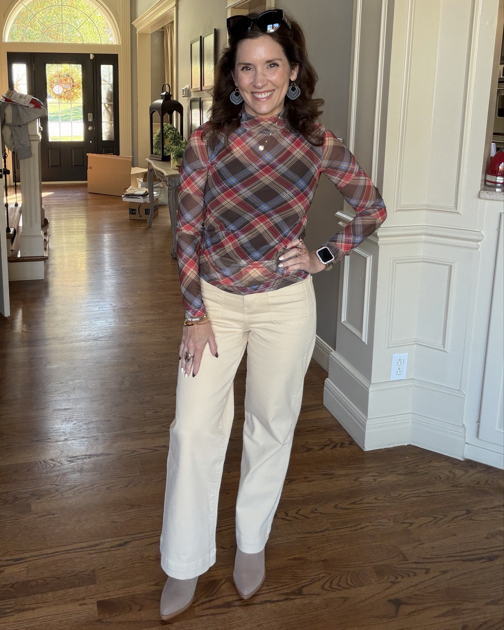 Fall Plaid top with wide legged jeans 

Wearing a small top and size 25 Jeans 

@pinkLily

#LTKStyleTip #LTKSaleAlert #LTKFindsUnder50