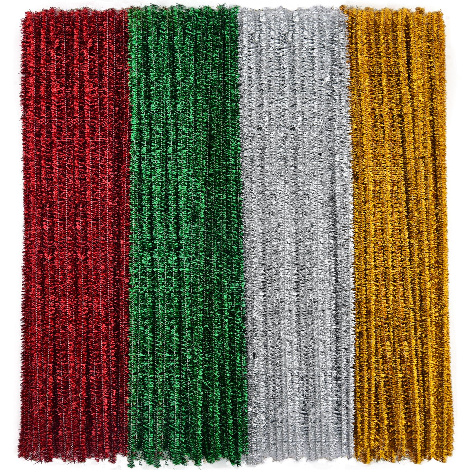 Hapeper 200 Pieces Christmas Pipe Cleaners Gold Silver Green Red Glitter Chenille Stems for DIY A... | Amazon (US)