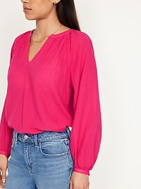 Split-Neck Crinkle Gauze Top | Old Navy (US)